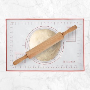 GreatChef Wood Rolling Pin 17.8 Inch for Dough with Pastry Scraper/Cutter & 2 PCS Heat-resistant Silicone Baking Mat, Non-stick, for Cookie, Pie, Macaroon, bread, Baking Pasry Tools Set