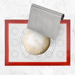 GreatChef Wood Rolling Pin 17.8 Inch for Dough with Pastry Scraper/Cutter & 2 PCS Heat-resistant Silicone Baking Mat, Non-stick, for Cookie, Pie, Macaroon, bread, Baking Pasry Tools Set