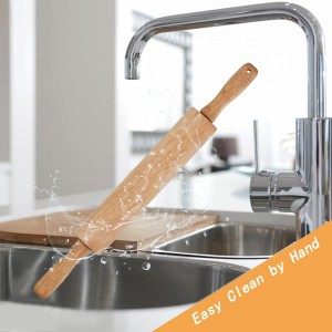 GreatChef Wood Rolling Pin 17.8 Inch for Dough with Pastry Scraper/Cutter & 2 PCS Heat-resistant Silicone Baking Mat, Non-stick, for Cookie, Pie, Macaroon, bread, Baking Pasry Tools Set