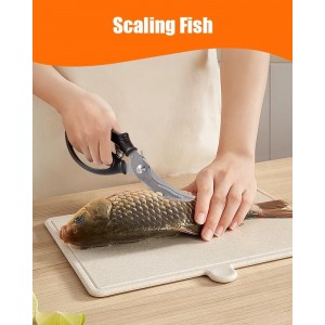 Brigii Kitchen Shears, Stainless Steel Heavy Duty Poultry Shears, Multi-Purpose Kitchen Scissors for Cutting Chicken, Fish, Seafood, and Vegetables, Spring Loaded-KS05Black