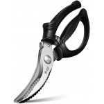 Brigii Kitchen Shears, Stainless Steel Heavy Duty Poultry Shears, Multi-Purpose Kitchen Scissors for Cutting Chicken, Fish, Seafood, and Vegetables, Spring Loaded-KS05Black