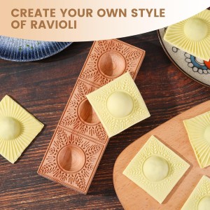 Triple Ravioli Molds Wooden Pasta Ravioli Board Double Sided Sunburst & Wheat Pattern Ravioletti Moulds Wood Pasta Raviolini Maker Molds Handmade 2 in 1 Ravioli Mold Press Maker Kitchen Fresh Pasta