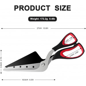 Pizza Scissors with Shovel, Pizza Cutter Scissors, Food-Grade Sharp Stainless Steel Blade and Soft Grip Handle, Black/Grey