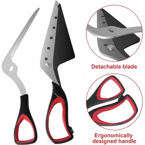 Pizza Scissors with Shovel, Pizza Cutter Scissors, Food-Grade Sharp Stainless Steel Blade and Soft Grip Handle, Black/Grey