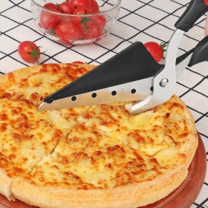 Pizza Scissors with Shovel, Pizza Cutter Scissors, Food-Grade Sharp Stainless Steel Blade and Soft Grip Handle, Black/Grey