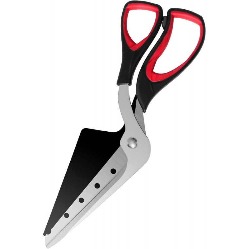 Pizza Scissors with Shovel, Pizza Cutter Scissors, Food-Grade Sharp Stainless Steel Blade and Soft Grip Handle, Black/Grey