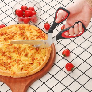 Pizza Scissors, Pizza Cutter, Food-Grade Sharp Stainless Steel Blade，Soft Grip Handle, 27cm, Black/Grey，Kitchen Gadgets Scissors