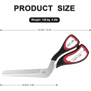 Pizza Scissors, Pizza Cutter, Food-Grade Sharp Stainless Steel Blade，Soft Grip Handle, 27cm, Black/Grey，Kitchen Gadgets Scissors