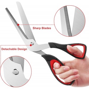 Pizza Scissors, Pizza Cutter, Food-Grade Sharp Stainless Steel Blade，Soft Grip Handle, 27cm, Black/Grey，Kitchen Gadgets Scissors