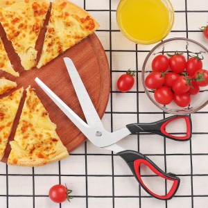 Pizza Scissors, Pizza Cutter, Food-Grade Sharp Stainless Steel Blade，Soft Grip Handle, 27cm, Black/Grey，Kitchen Gadgets Scissors