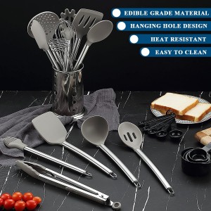 Kitchen Utensils Set, Kyraton 38 Pieces Non-Stick Silicone Cooking Utensils Set, Spoon Spatula Set with Sturdy Stainless Steel Utensil Holder, Dishwasher Safe