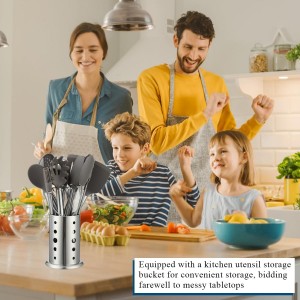 Kitchen Utensils Set, Kyraton 38 Pieces Non-Stick Silicone Cooking Utensils Set, Spoon Spatula Set with Sturdy Stainless Steel Utensil Holder, Dishwasher Safe