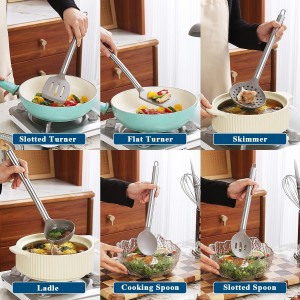 Kitchen Utensils Set, Kyraton 38 Pieces Non-Stick Silicone Cooking Utensils Set, Spoon Spatula Set with Sturdy Stainless Steel Utensil Holder, Dishwasher Safe