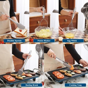 Kitchen Utensils Set, Kyraton 38 Pieces Non-Stick Silicone Cooking Utensils Set, Spoon Spatula Set with Sturdy Stainless Steel Utensil Holder, Dishwasher Safe