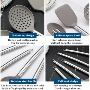 Kitchen Utensils Set, Kyraton 38 Pieces Non-Stick Silicone Cooking Utensils Set, Spoon Spatula Set with Sturdy Stainless Steel Utensil Holder, Dishwasher Safe