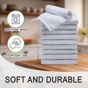 Textila Bar Mop Towels - 12x12 Inches - Pack of 10 - White - Cotton Dish Cloths & Cleaning Towels for Kitchen, Bar, Restaurant, Household Use – Absorbent, Durable, Reusable
