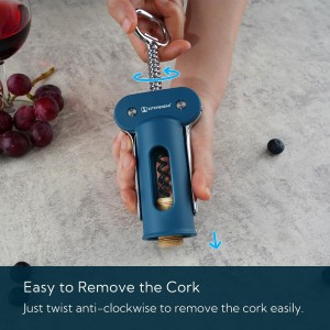 KITCHENDAO 3 in 1 Wing Corkscrew Wine Bottle Opener with Foil Cutter, Built-in Beer Bottle Opener, Multifunctional Wine Opener with Non-Stick Sharp Screw, Easy to Use, Manual Wine Corkscrew, Blue