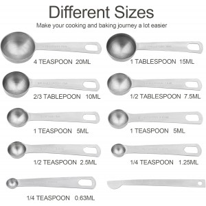 Smithcraft Measuring Cups and Spoons Set 18, Metric&US 18/8 Stainless Steel Measuring Cups and Spoons for Kitchen &Baking, Metal Measue Cup and Spoon for Dry&Liquid, 8 Measure Cups&9 Spoons w/Leveler