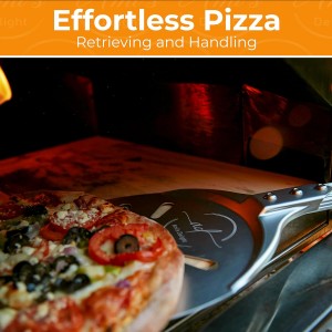 Ami’s Delight 8-Inch Perforated Pizza Turning Peel with Free Pizza Cutter | Lightweight Aluminum Pizza Peel Spinner with Long Handle | Essential Pizza Oven Accessories