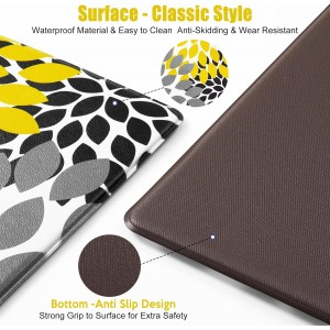 Likiyol Kitchen Mats for Floor [2 PCS] Anti-Fatigue Comfort Kitchen Rugs, Boho Flower Cushioned Waterproof Kitchen Decor Mat Thick, Standing Floor Mats for Home/Office, 18''x30''+18''x48''(Yellow)