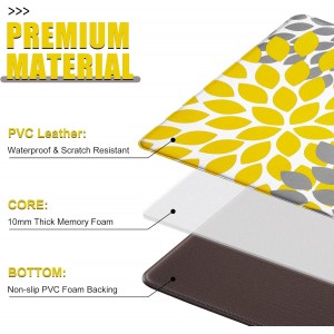 Likiyol Kitchen Mats for Floor [2 PCS] Anti-Fatigue Comfort Kitchen Rugs, Boho Flower Cushioned Waterproof Kitchen Decor Mat Thick, Standing Floor Mats for Home/Office, 18''x30''+18''x48''(Yellow)