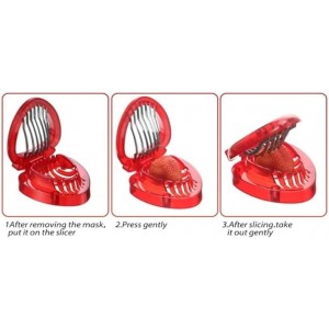 Red Strawberry Slicer,Cup Slicers | Egg Slicers | banana slicers | Strawberry Cutter | Quickly Making Fruit Vegetable,Stainless Steel Blade Kitchen Tools and Gadgets Fruit and Vegetable Tools