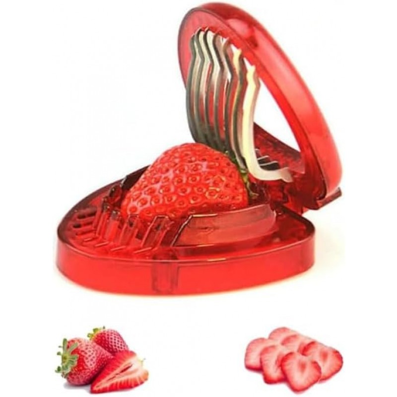 Red Strawberry Slicer,Cup Slicers | Egg Slicers | banana slicers | Strawberry Cutter | Quickly Making Fruit Vegetable,Stainless Steel Blade Kitchen Tools and Gadgets Fruit and Vegetable Tools