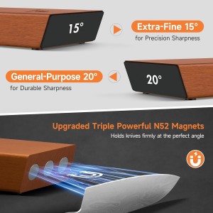 Rolling Knife Sharpener, Diamond & Ceramic Discs, 15° & 20° Magnetic Angles, Fast & Safe for Any Blade Hardness, Sharpening Kit for Kitchen & Pocket Knives, Razor-Sharp Edge, Leather Strop, Ideal Gift