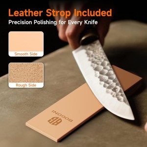 Rolling Knife Sharpener, Diamond & Ceramic Discs, 15° & 20° Magnetic Angles, Fast & Safe for Any Blade Hardness, Sharpening Kit for Kitchen & Pocket Knives, Razor-Sharp Edge, Leather Strop, Ideal Gift