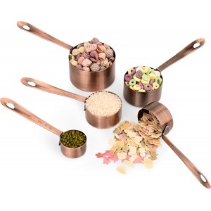 Copper Measuring Cups and Spoons Set, Stainless Steel Measuring Cups and Spoons Set, 5 Metal Measuring cups & 6 Baking Measuring Spoons, Imperial & Metric Measuring Tools Set 11