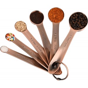 Copper Measuring Cups and Spoons Set, Stainless Steel Measuring Cups and Spoons Set, 5 Metal Measuring cups & 6 Baking Measuring Spoons, Imperial & Metric Measuring Tools Set 11