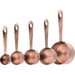 Copper Measuring Cups and Spoons Set, Stainless Steel Measuring Cups and Spoons Set, 5 Metal Measuring cups & 6 Baking Measuring Spoons, Imperial & Metric Measuring Tools Set 11