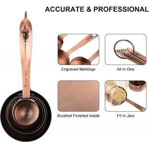 Copper Measuring Cups and Spoons Set, Stainless Steel Measuring Cups and Spoons Set, 5 Metal Measuring cups & 6 Baking Measuring Spoons, Imperial & Metric Measuring Tools Set 11