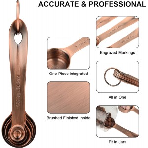 Copper Measuring Cups and Spoons Set, Stainless Steel Measuring Cups and Spoons Set, 5 Metal Measuring cups & 6 Baking Measuring Spoons, Imperial & Metric Measuring Tools Set 11