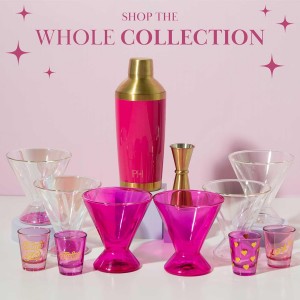 Paris Hilton 2-Piece Cocktail Shaker Set, Double Wall Insulated Stainless Steel Mixer with Built-In Strainer and Double-Sided Jigger, 20-Ounce, Gold and Hot Pink