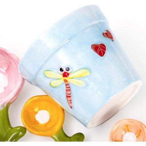 Coloch 5Pcs Ceramic Measuring Spoons and Cup, Flower Baking Scale Spoons with Base Set for Dry and Liquid Ingredient, 1/4 tsp, 1/2 tsp, 1 tsp, 1 Tbsp