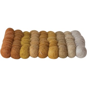 Creative Co-Op Handmade Wool Felt Ball Square Trivet,Yellow, Orange and Cream