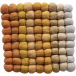 Creative Co-Op Handmade Wool Felt Ball Square Trivet,Yellow, Orange and Cream