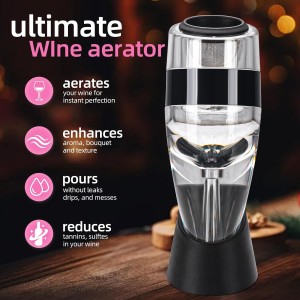 D&Slifei Red Wine Aerator Pourer and Decanter with Unique Aeration Device – Quickly Enhances Wine Flavors for a Smoother Finish, Ideal Gift for Wine Lovers & Sommeliers (Black)