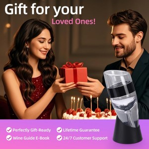 D&Slifei Red Wine Aerator Pourer and Decanter with Unique Aeration Device – Quickly Enhances Wine Flavors for a Smoother Finish, Ideal Gift for Wine Lovers & Sommeliers (Black)