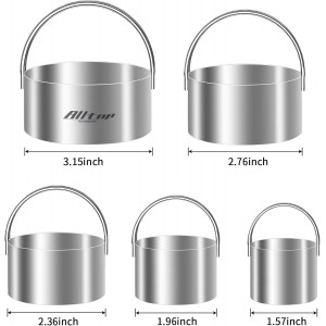 ALLTOP Round Biscuit Cutters with Handle, Stainless Steel Baking Essential Tool for Effortless Circle Cookie Shaping,Pastry,Cake Decoration Creation–Precise Cut for Dumpling,Scone, Donut-5 Pcs