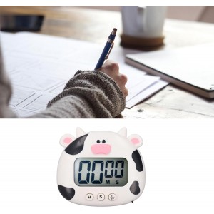 Digital Kitchen Timer, Cute Cartoon Animal Countdown Egg Timer with Stand, Portable Multifunctional Cooking Timer for Kids, Teachers, Classroom, Home, Office, Exercise, Study, Cow White