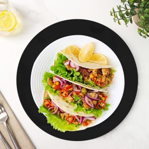 50 Black Paper Place Mats Black Round Disposable Table Mats Decorative Placemats for Wedding Banquet Party Tableware Decor