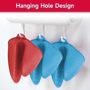 NEPAK 2 Pairs Oven Mitts Heat Resistant,Mini Silicone Oven Gloves,Pinch Grips Mitts Potholder for Kitchen Cooking & Baking (Red and Blue)