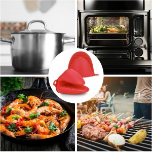 NEPAK 2 Pairs Oven Mitts Heat Resistant,Mini Silicone Oven Gloves,Pinch Grips Mitts Potholder for Kitchen Cooking & Baking (Red and Blue)