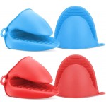 NEPAK 2 Pairs Oven Mitts Heat Resistant,Mini Silicone Oven Gloves,Pinch Grips Mitts Potholder for Kitchen Cooking & Baking (Red and Blue)