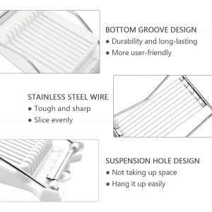 Multipurpose Luncheon Meat Slicer,Stainless Steel Wire Egg Slicer,Cuts 11 Slices for Spam,Cheese,fruit,Soft Food and Ham (White)