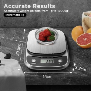 Food Kitchen Scale Digital Weight Grams and Oz，Professional Digital Kitchen Food Scales 10kg/1g for Weight Loss Dieting Baking Cooking,Stainless Steel Weighing Platform,LCD Display