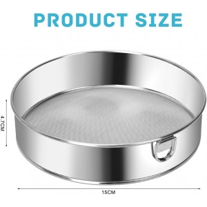 Flour Sifter Stainless Steel Round Flour Sieve 6 Inch 60 Mesh Fine Mesh Strainers for Baking Cake Bread