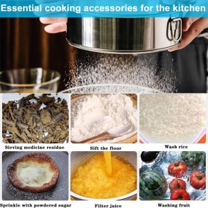 Flour Sifter Stainless Steel Round Flour Sieve 6 Inch 60 Mesh Fine Mesh Strainers for Baking Cake Bread